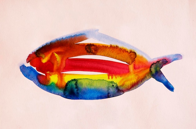 Abstrakte Aquarellmalerei des Fisches