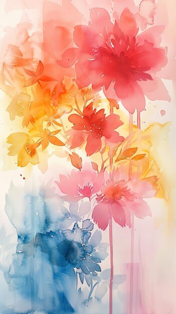 Abstrakte Aquarellmalerei von Blumen Digitale Kunstmalerei auf Leinwand