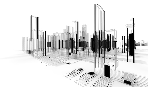 Abstrakte Architektur. Bauplan der Stadt.