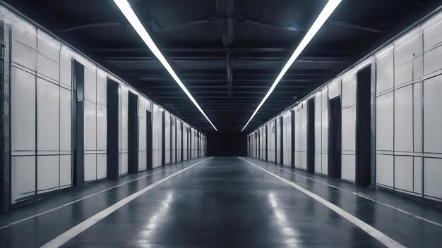 Foto abstrakte architektur futuristischer städtischer tunnel korridor hintergrund leere dunkle garage bühnenraum