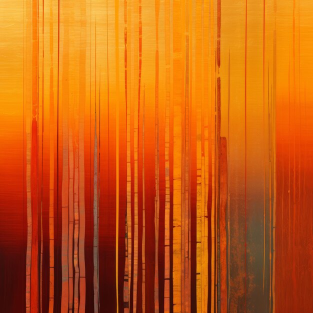Foto abstrakte baummalerei mit dunklen orangefarbenen und hellen bärnenfarbenen streifen