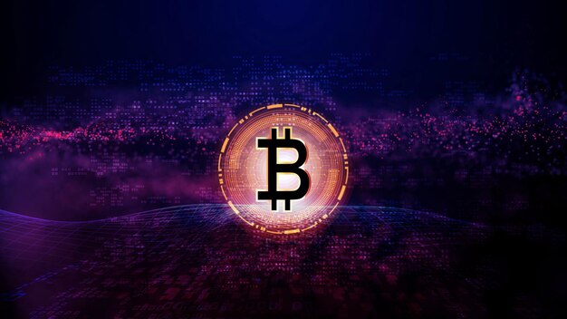 Abstrakte Bitcoin-Kryptowährung besteht aus dem globalen Bitcoin-Symbol
