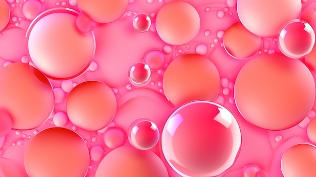 Abstrakte Blasen auf rosa Hintergrund Helle Farbe Generative Ai