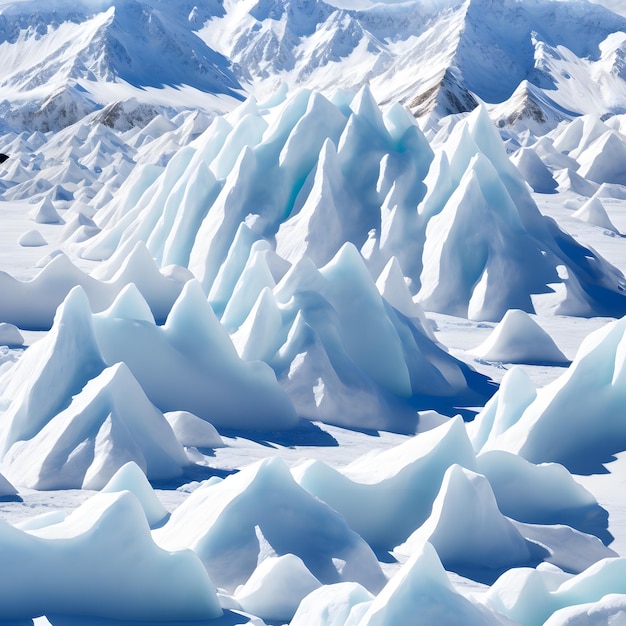 Abstrakte blaue Landschaft aus Eisbergen