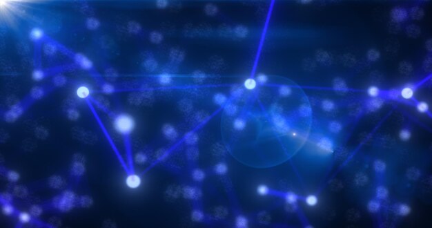 Abstrakte blaue leuchtende High-Tech-Linien mit Punkten und Plexus-Dreiecken abstraktem Hintergrund