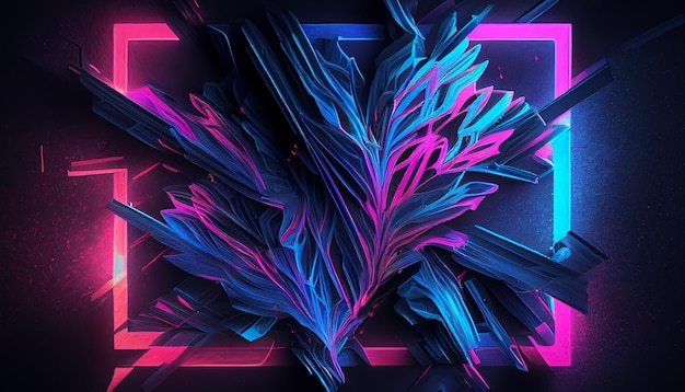 Abstrakte blaue und violette dynamische Neonlinien Hintergrund Generative KI