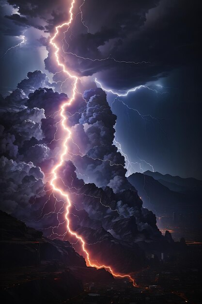 abstrakte Blitzschlag in der Nacht farbenfroher Hintergrund KI-Generation