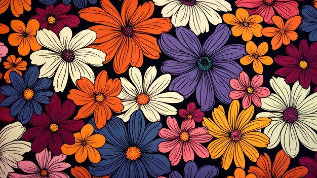 Abstrakte Blumenkunst, nahtlose Musterillustration, moderne handgezeichnete Blumenmalerei