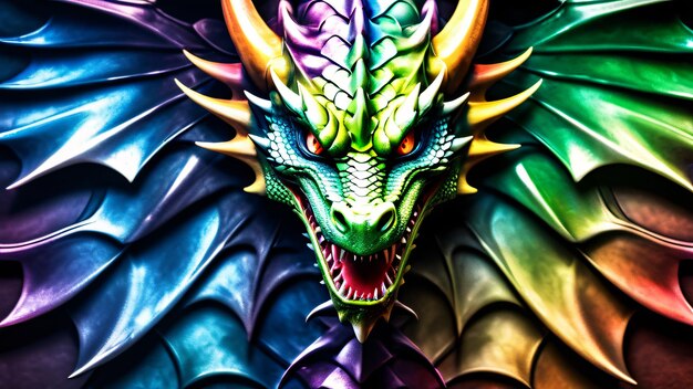 Foto abstrakte brillanz entfaltet einen bunten drachen in einer 3d-explosion, die farbe tanzt auf tapeten