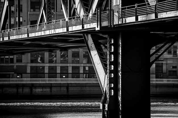 Abstrakte Brücke Nahaufnahme architektonisches Detail monochromen Hintergrund Hochauflösendes Schwarz-Weiß-Bild