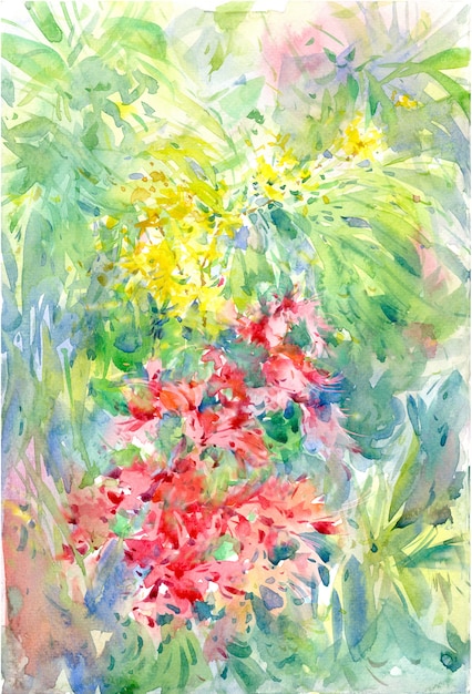 Abstrakte bunte Blumenaquarellmalerei. Frühling bunt
