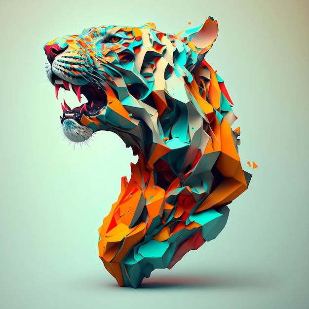 Abstrakte digitale Low-Poly-Kunst eines Tigers