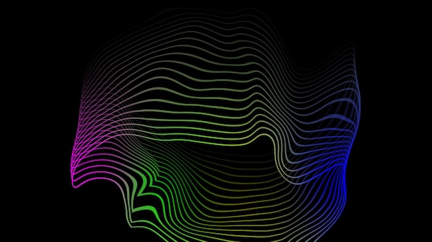 Abstrakte digitale Wellenlinien animiert auf schwarzem Hintergrund