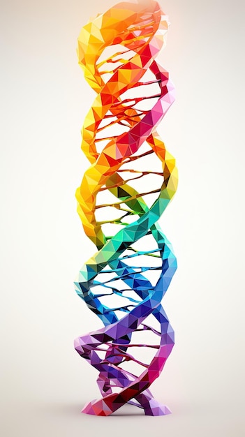 Abstrakte DNA-Helix mit farbenfrohen neuronalen Verbindungen weißer Hintergrund