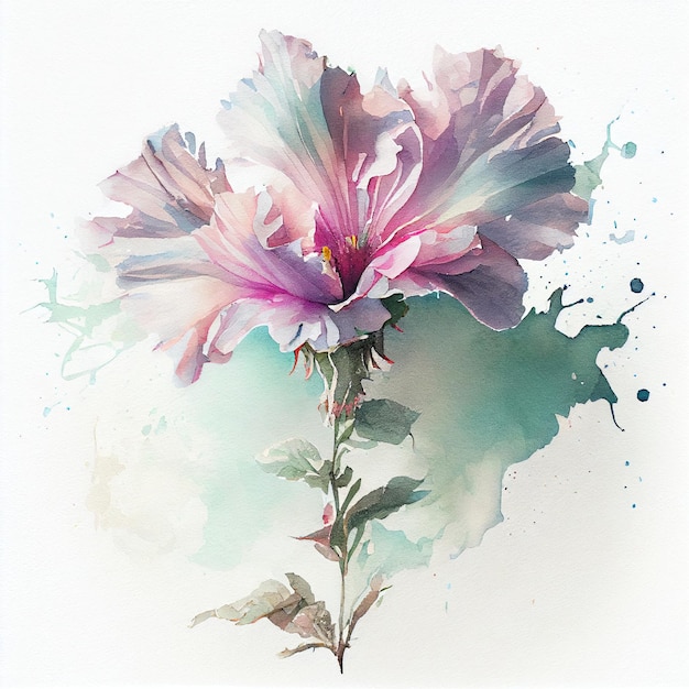 Abstrakte Doppelbelichtung Aquarell Blume Digitale Illustration AI