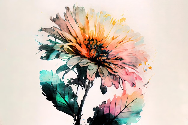 Abstrakte Doppelbelichtung Aquarell Gänseblümchen Blume Digitale Illustration Generative Ai