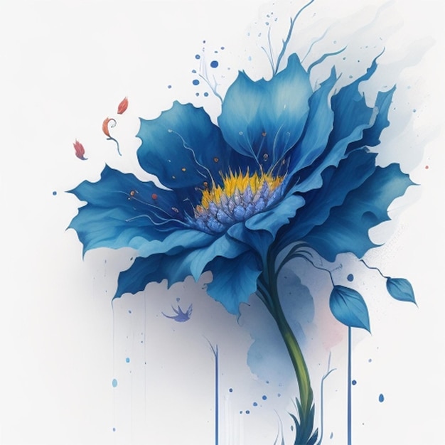 Abstrakte Doppelbelichtung Aquarell Hibiskusblüte Digitale Illustration