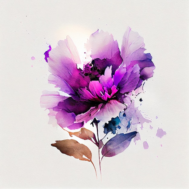 Abstrakte Doppelbelichtung Aquarell lila Blume Digitale Illustration