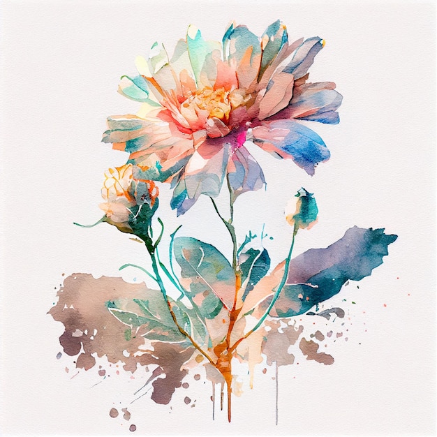 Abstrakte Doppelbelichtung Aquarell niedliche Blume Digitale Illustration