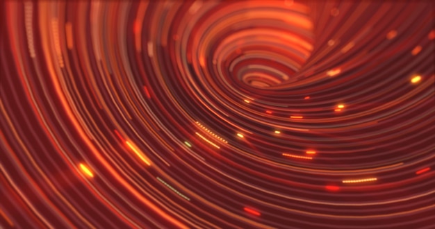Abstrakte Energie orange wirbelnde geschwungene Linien leuchtender magischer Streifen und Energie