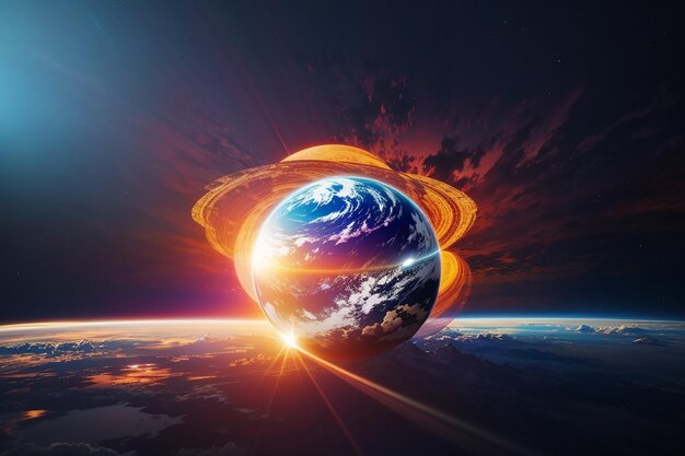 Abstrakte Erde Sonnenaufgang Licht-Effekt
