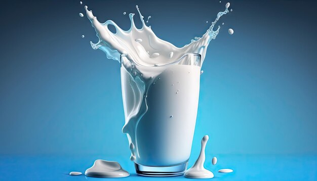 Abstrakte Farbe bsplash Milch mit blauem Hintergrund Hergestellt von AIArtificial Intelligence Hintergrund mit Spritzern Ölfarbe Vektor-Illustration Hergestellt von AIArtificial Intelligence