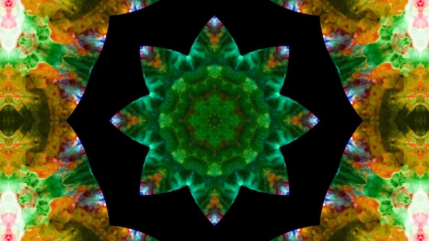 Foto abstrakte farbe pinsel tinte explodieren glattes konzept symmetrisches muster dekorative dekorative kaleidoskop-bewegung geometrische kreis- und sternformen