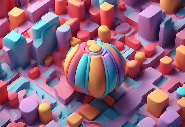 abstrakte farbenfrohe 3D-Form