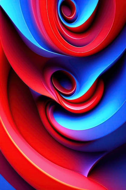 Abstrakte farbenfrohe blaue und rote feurige Formen Digitale Fraktalkunst 3D-Rendering