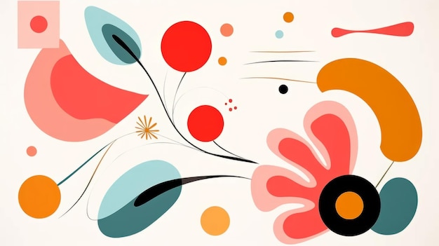 Abstrakte farbenfrohe Blumenformen Helle, lebendige organische Muster Einfache, naive Illustration
