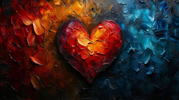 Abstrakte farbenfrohe Herzmalerei