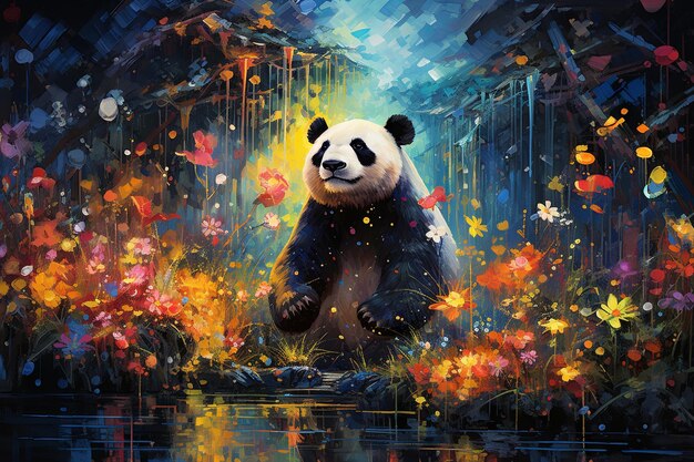 Abstrakte farbenfrohe Illustration von Panda