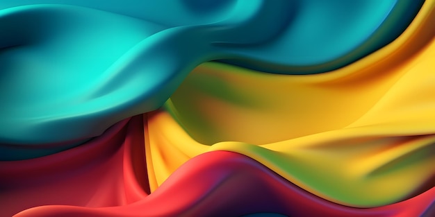 Abstrakte flüssige 3D-Darstellung von holografisch schillernden gekrümmten Neonwellen in Bewegung dunkler Hintergrund Deckt Tapetenhintergründe und Banner-Designelement mit Farbverlauf ab