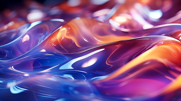 Abstrakte Fluid Art in blauen und lila Farbtönen, erstellt mit generativer KI-Technologie.