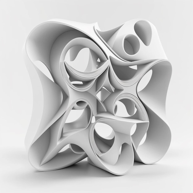 Abstrakte Form 3d Render weißen Hintergrund Ai generativ