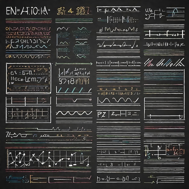 Abstrakte Formelgleichungen auf einer Tafel