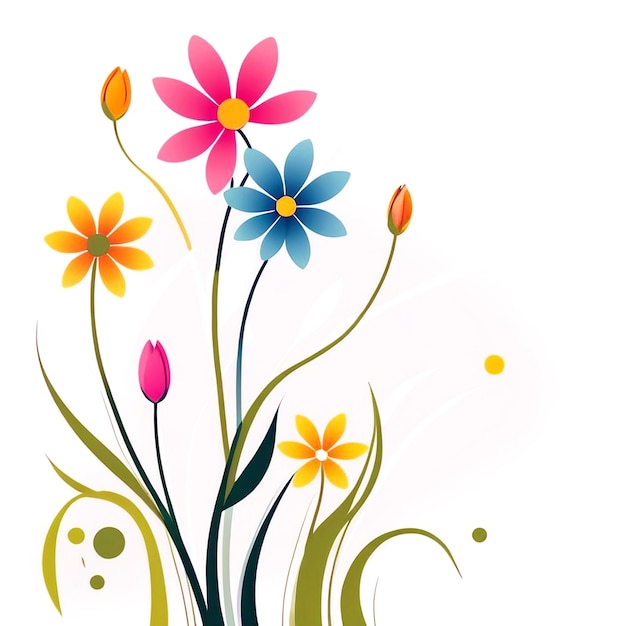 Foto abstrakte frühlingsblumen-illustration mit weißem hintergrund