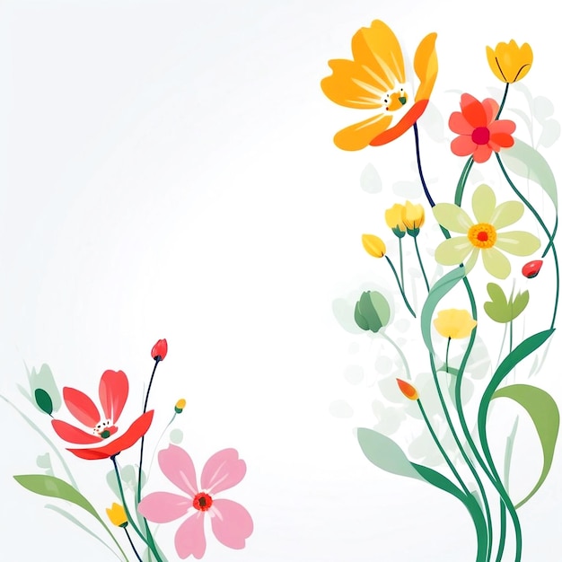 Abstrakte Frühlingsblumen-Illustration mit weißem Hintergrund