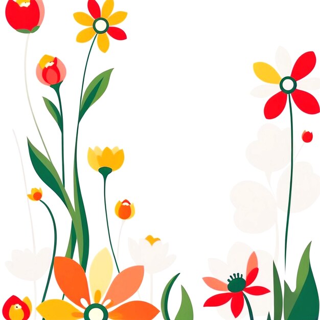 Abstrakte Frühlingsblumen-Illustration mit weißem Hintergrund