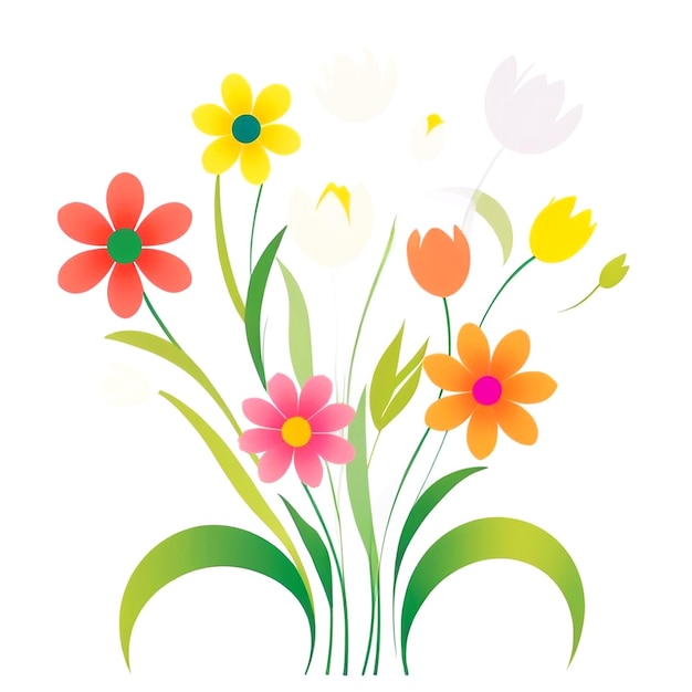 Abstrakte Frühlingsblumen-Illustration mit weißem Hintergrund