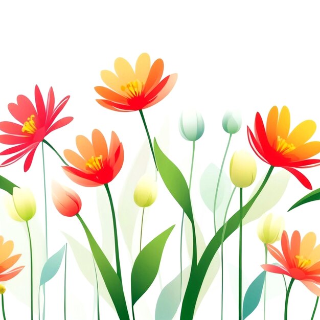 Foto abstrakte frühlingsblumen-illustration mit weißem hintergrund
