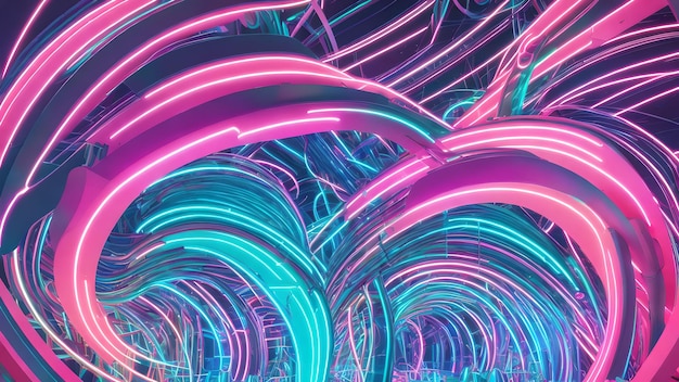 Abstrakte futuristisch leuchtende Neonkomplex-Drahtlinie generative Kunst von AI