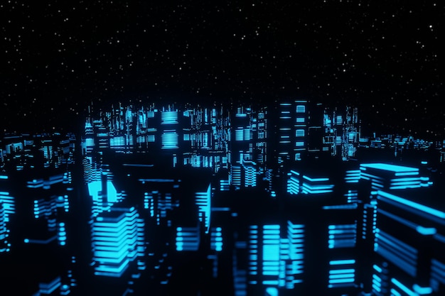 Abstrakte futuristische Hintergrundlandschaft Planet Alien Raumschiffe 3D-Rendering