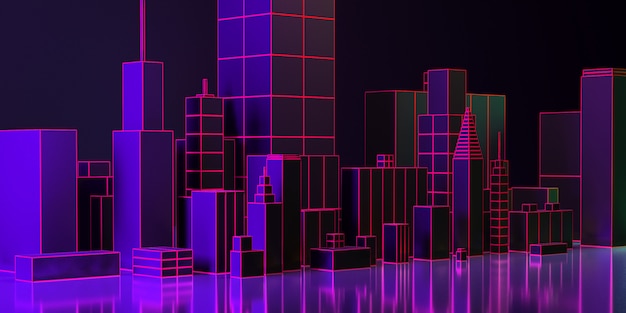 Abstrakte futuristische Stadt mit Wolkenkratzern