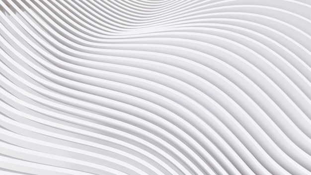 Abstrakte gebogene Formen. Weißer kreisförmiger Hintergrund. Abstrakter Hintergrund. 3D-Darstellung