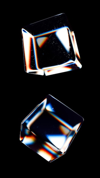 Abstrakte Geometrie des Glaswürfels 3D-Illustration