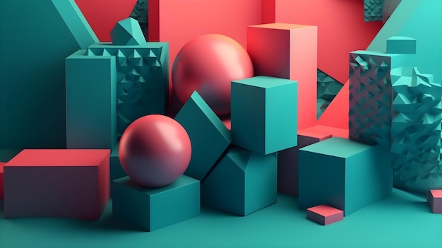 Abstrakte geometrische 3D-Formen Hintergrund gerendert