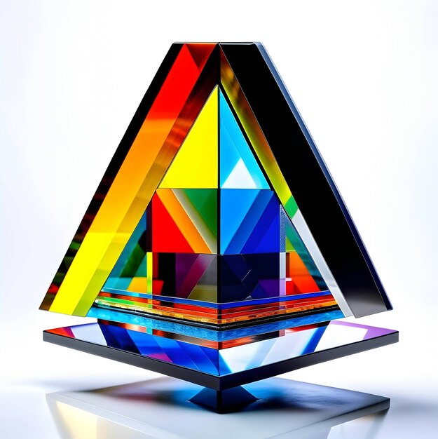 Abstrakte geometrische 3D-Formen, leuchtende Farben und Formen auf hellem Hintergrund. Generative KI