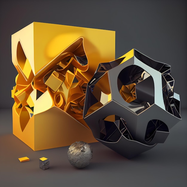 Abstrakte geometrische 3D-Komposition. Minimaler geometrischer Hintergrund, 3D-Rendering-Illustration