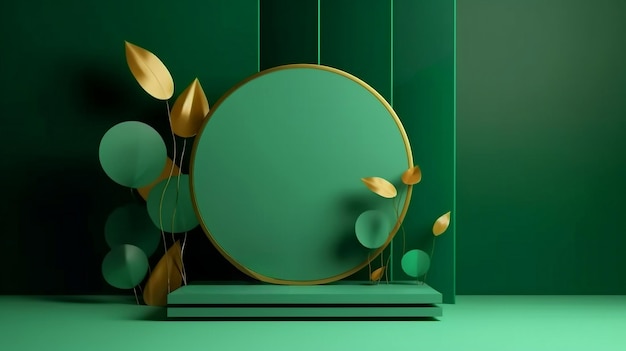 Abstrakte geometrische Form grüne Farbe minimalistische Szene mit Podium